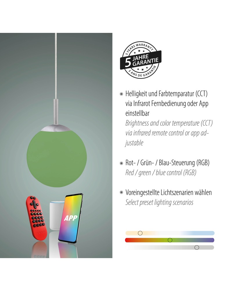 Paul Neuhaus Lolasmart-Bolo Lampa Wisząca Srebrny 22072-55
