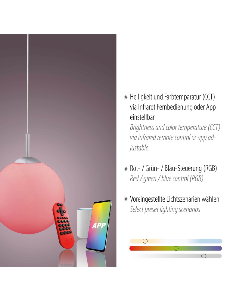 Paul Neuhaus Lolasmart-Bolo Lampa Wisząca Srebrny 22073-55