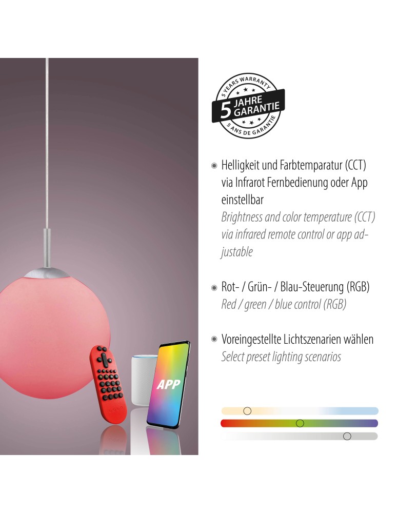 Paul Neuhaus Lolasmart-Bolo Lampa Wisząca Srebrny 22073-55