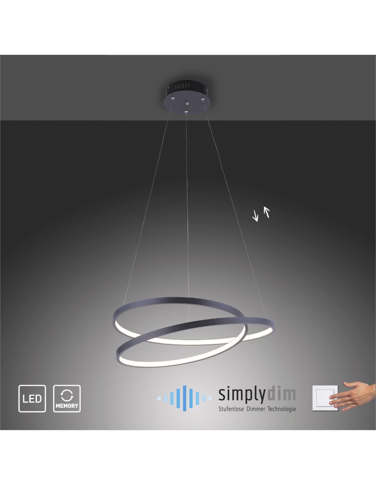 Paul Neuhaus Roman Lampa Wisząca Czarny 2472-18
