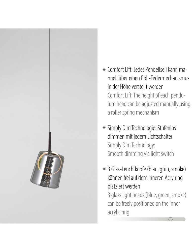 Paul Neuhaus Zula Lampa Wisząca Multikolor 2542-70