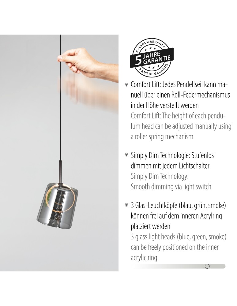 Paul Neuhaus Zula Lampa Wisząca Multikolor 2542-70
