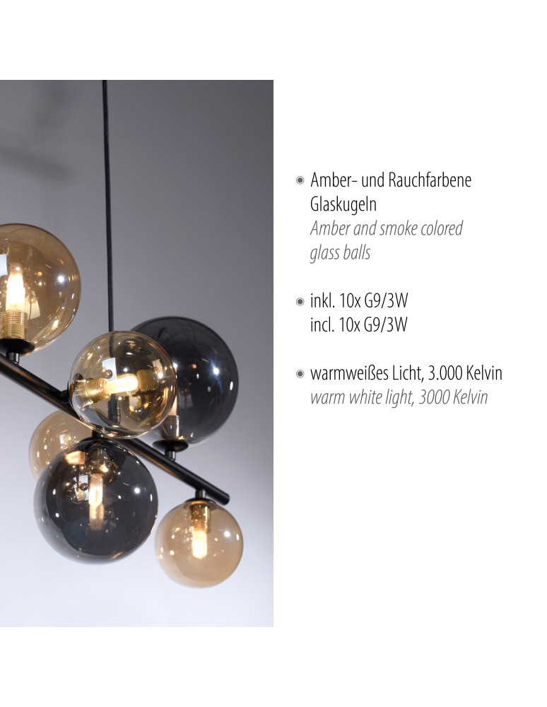 Paul Neuhaus Popsicle Lampa Wisząca Smoky/Bursztyn 2583-18