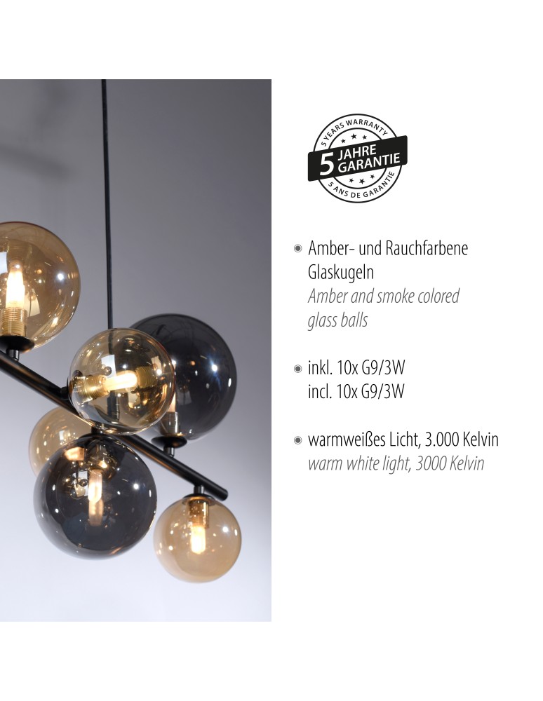 Paul Neuhaus Popsicle Lampa Wisząca Smoky/Bursztyn 2583-18