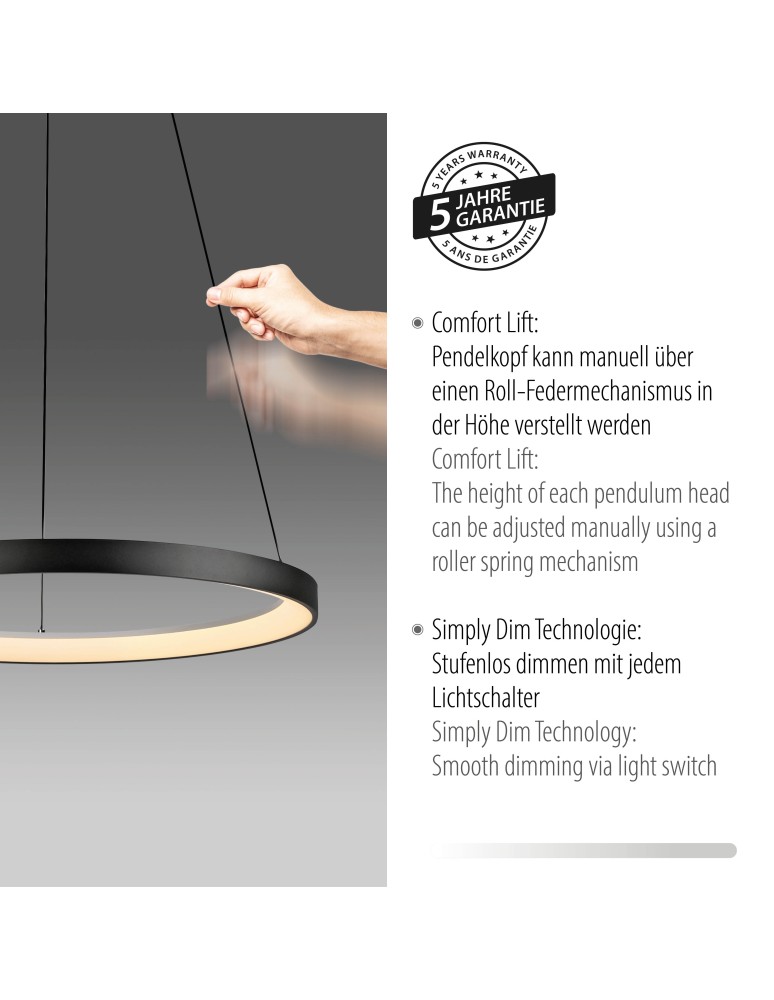 Paul Neuhaus Hoop Lampa Wisząca Czarny 2851-18
