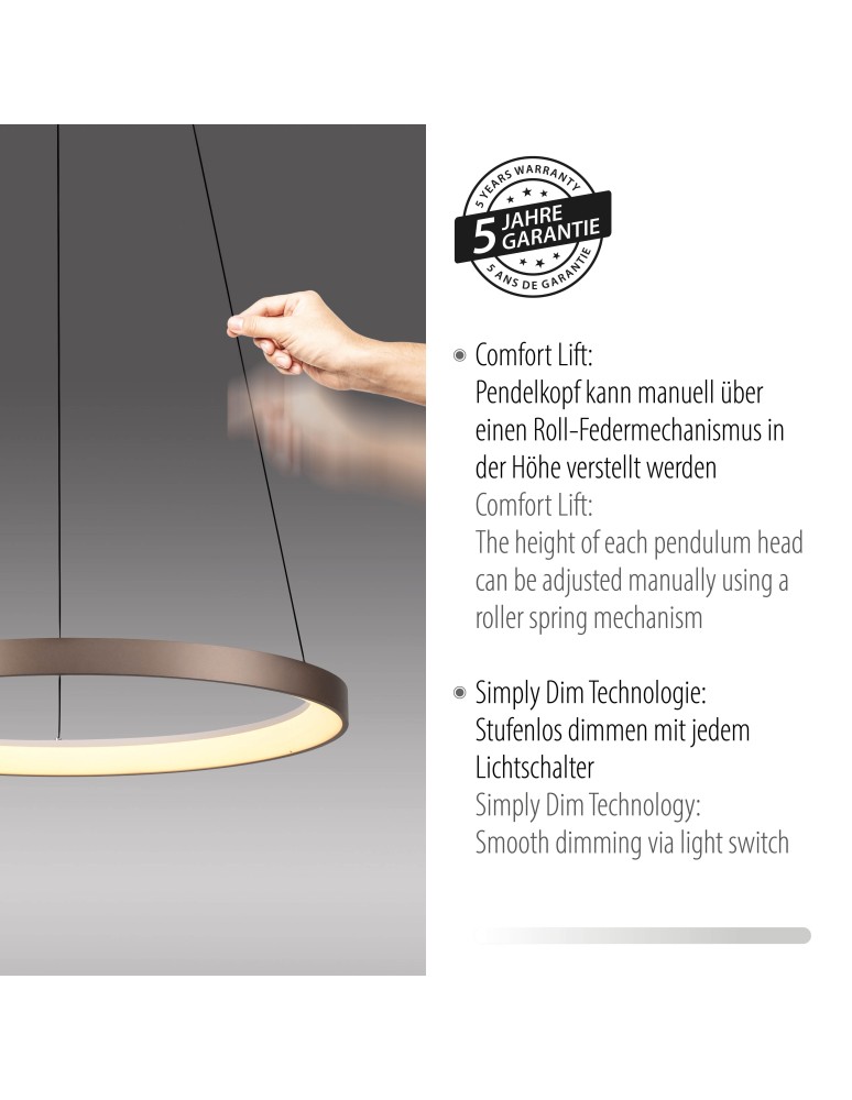 Paul Neuhaus Hoop Lampa Wisząca Kawowy 2851-36