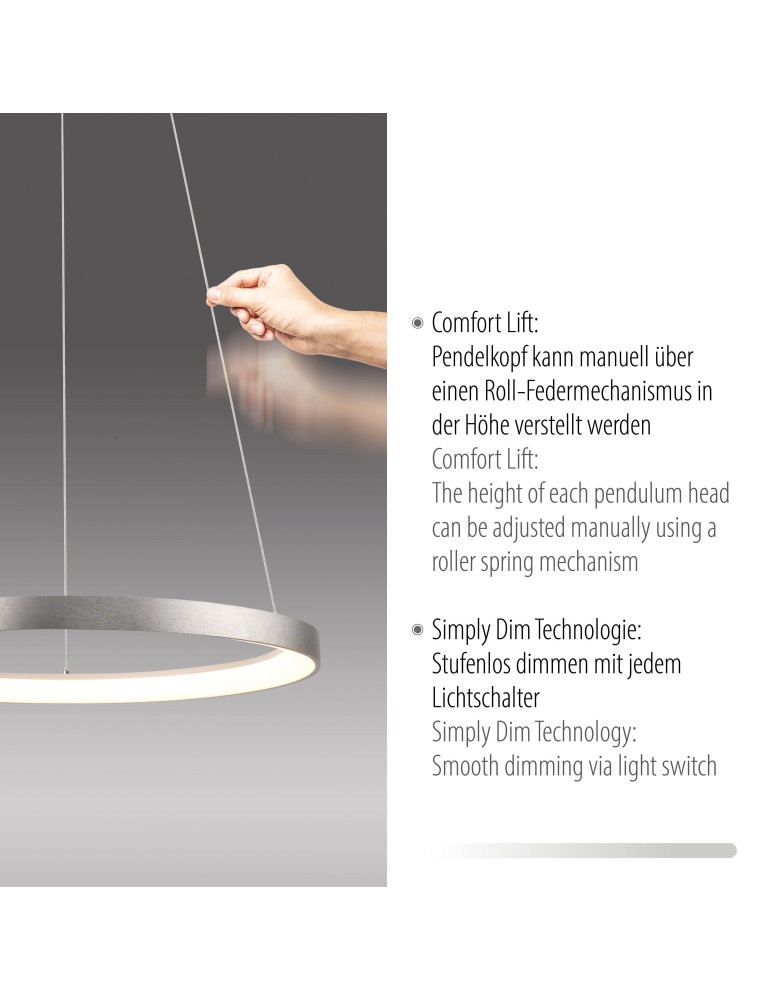 Paul Neuhaus Hoop Lampa Wisząca Aluminium 2851-95