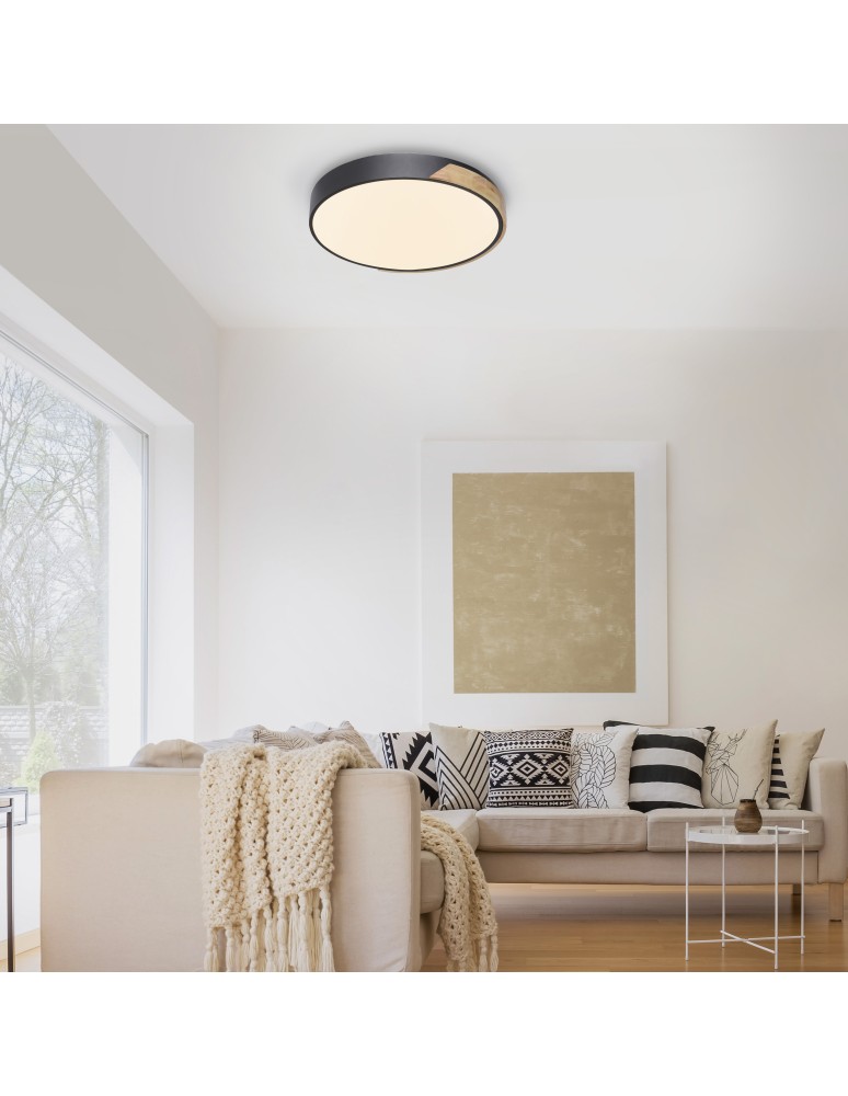 Paul Neuhaus Q-Bila Lampa Sufitowa Czarny/Drewno 6071-18