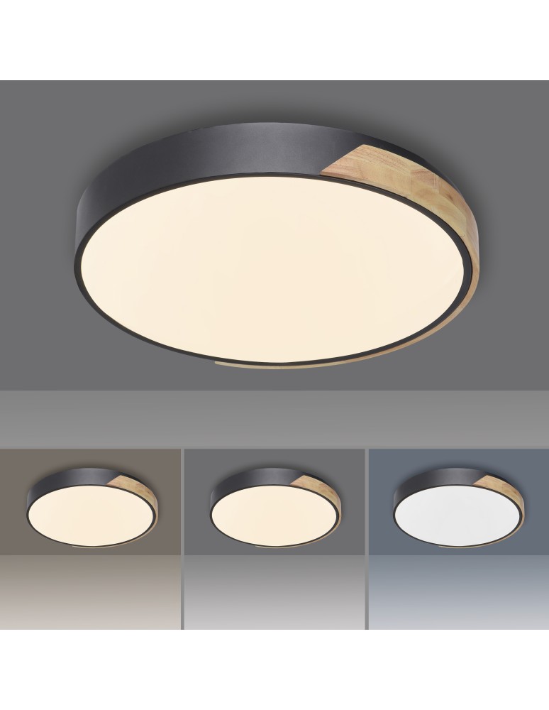 Paul Neuhaus Q-Bila Lampa Sufitowa Czarny/Drewno 6071-18