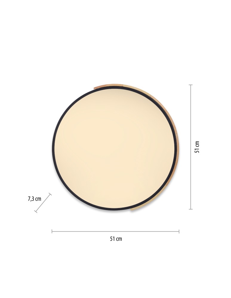 Paul Neuhaus Q-Bila Lampa Sufitowa Czarny/Drewno 6071-18