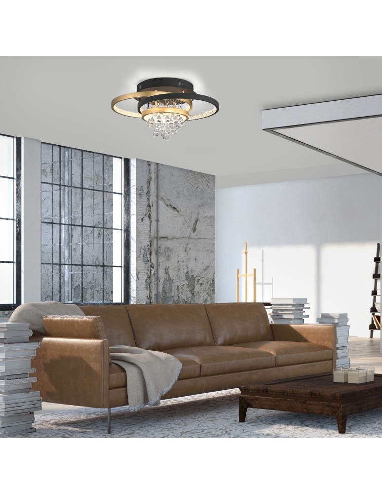 Paul Neuhaus Rotazo Lampa Sufitowa Czarny/Mosiądz 6267-68