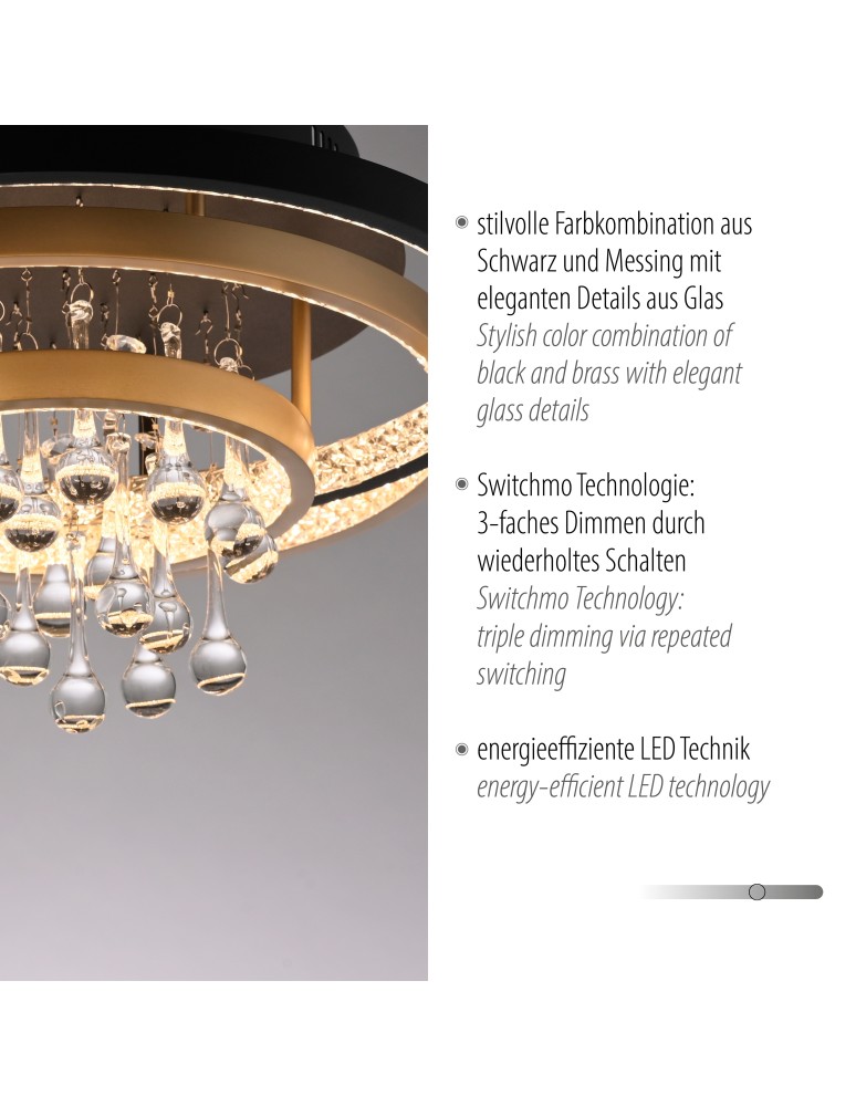 Paul Neuhaus Rotazo Lampa Sufitowa Czarny/Mosiądz 6267-68