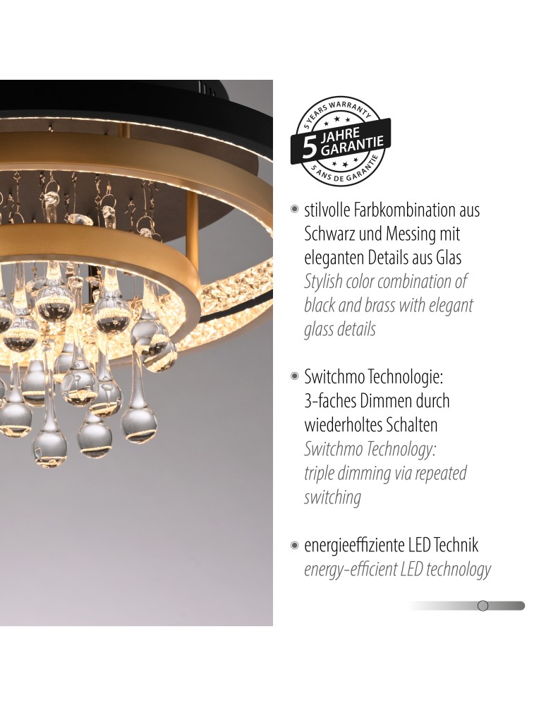 Paul Neuhaus Rotazo Lampa Sufitowa Czarny/Mosiądz 6267-68