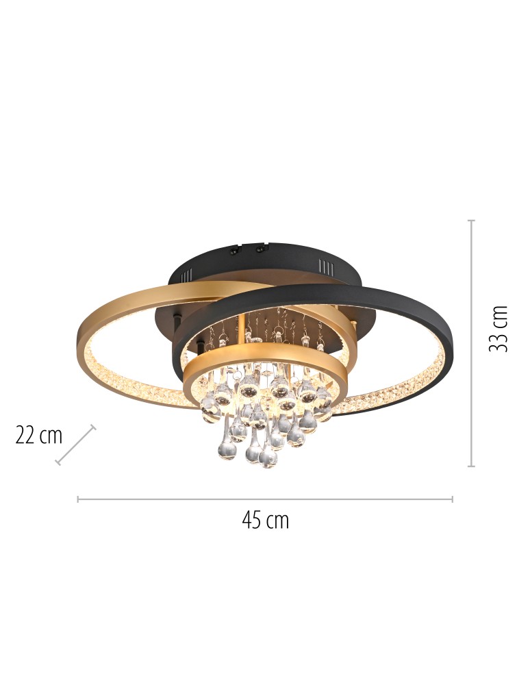 Paul Neuhaus Rotazo Lampa Sufitowa Czarny/Mosiądz 6267-68
