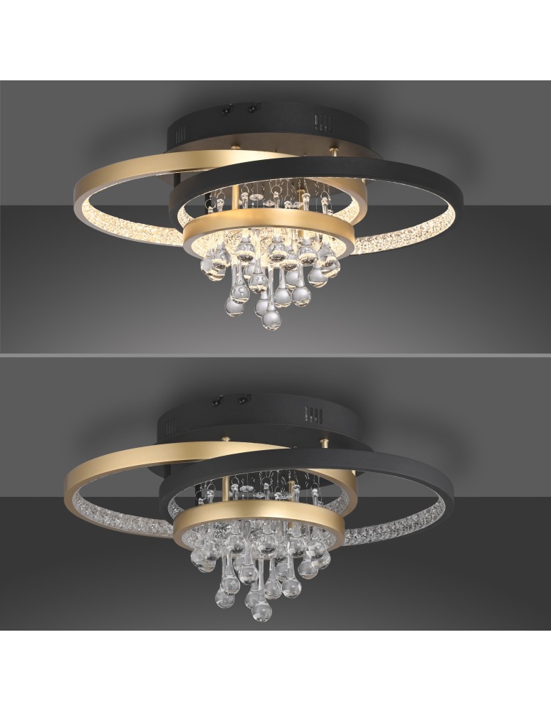 Paul Neuhaus Rotazo Lampa Sufitowa Czarny/Mosiądz 6267-68