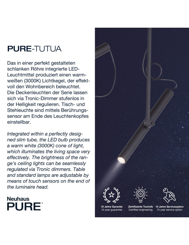 Paul Neuhaus Pure-Tutua Lampa Wisząca Czarny 2024-18