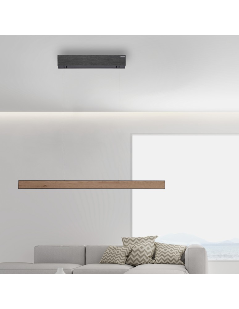 Paul Neuhaus Pure E-Motion Lampa Wisząca Czarny/Drewno 2570-79