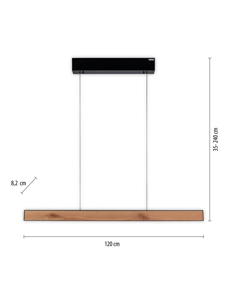 Paul Neuhaus Pure E-Motion Lampa Wisząca Czarny/Drewno 2570-79