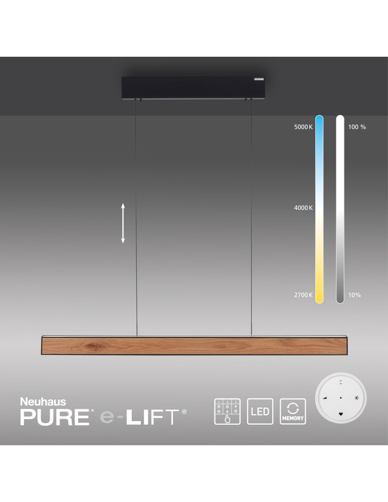 Paul Neuhaus Pure E-Motion Lampa Wisząca Czarny/Drewno 2570-79