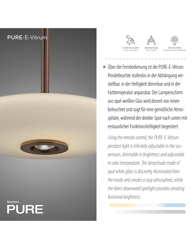 Paul Neuhaus Pure E-Vitrum Lampa Wisząca Ciemnobrązowy 2084-34