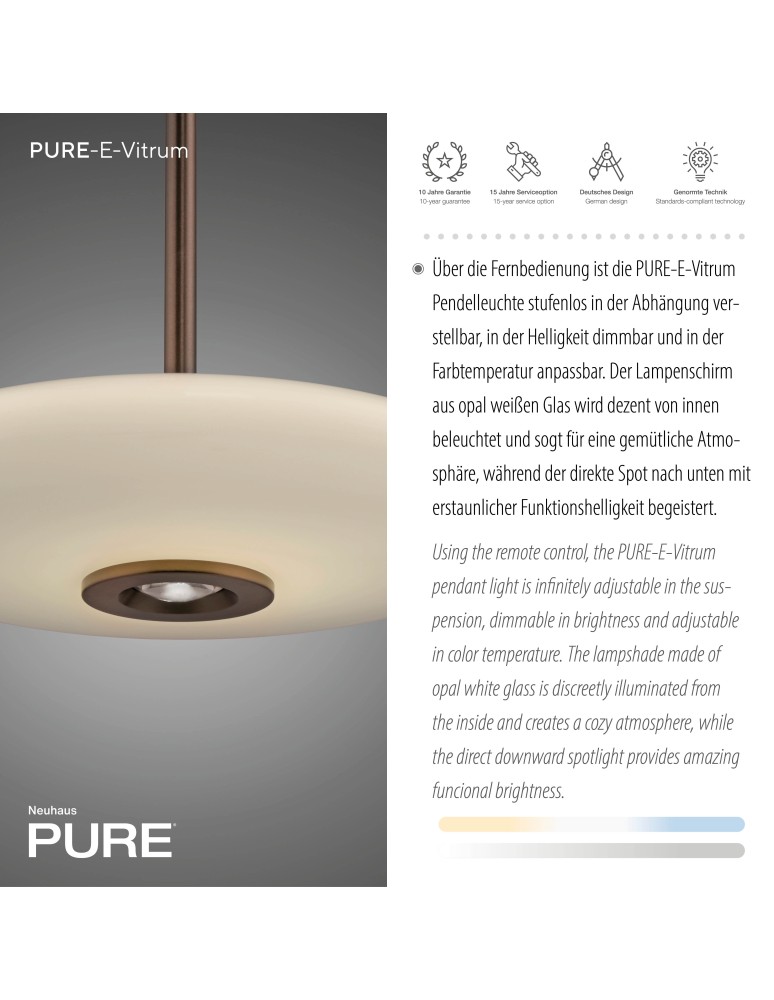 Paul Neuhaus Pure E-Vitrum Lampa Wisząca Ciemnobrązowy 2084-34