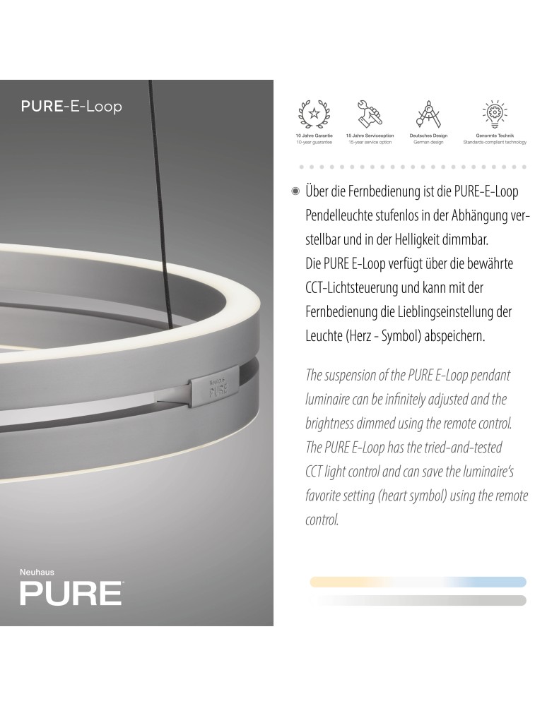 Paul Neuhaus Pure E-Loop Lampa Wisząca Aluminium 2550-95