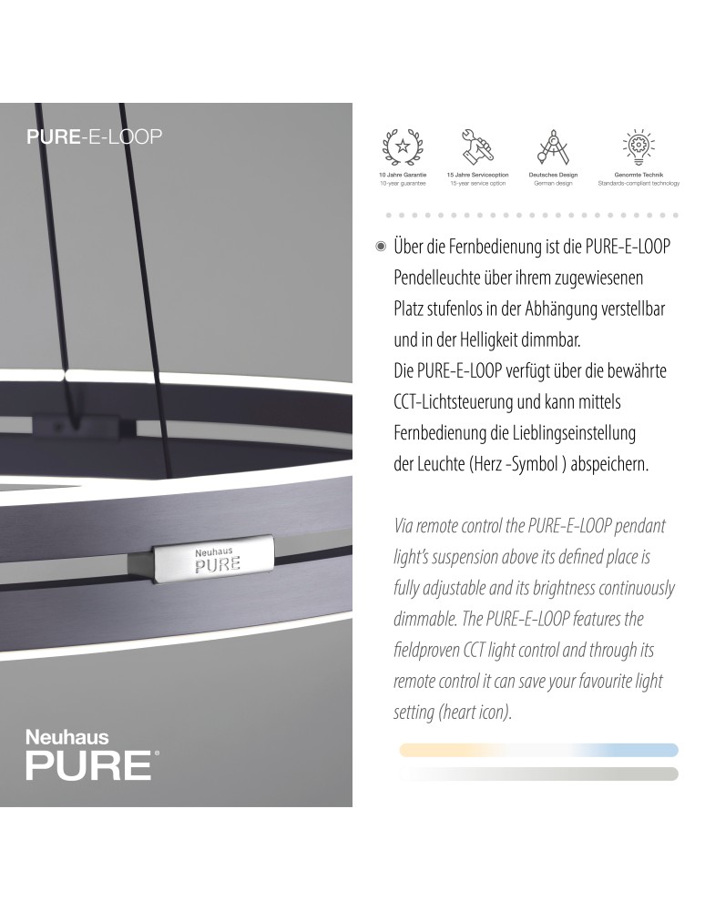 Paul Neuhaus Pure E-Loop Lampa Wisząca Szary 2551-15