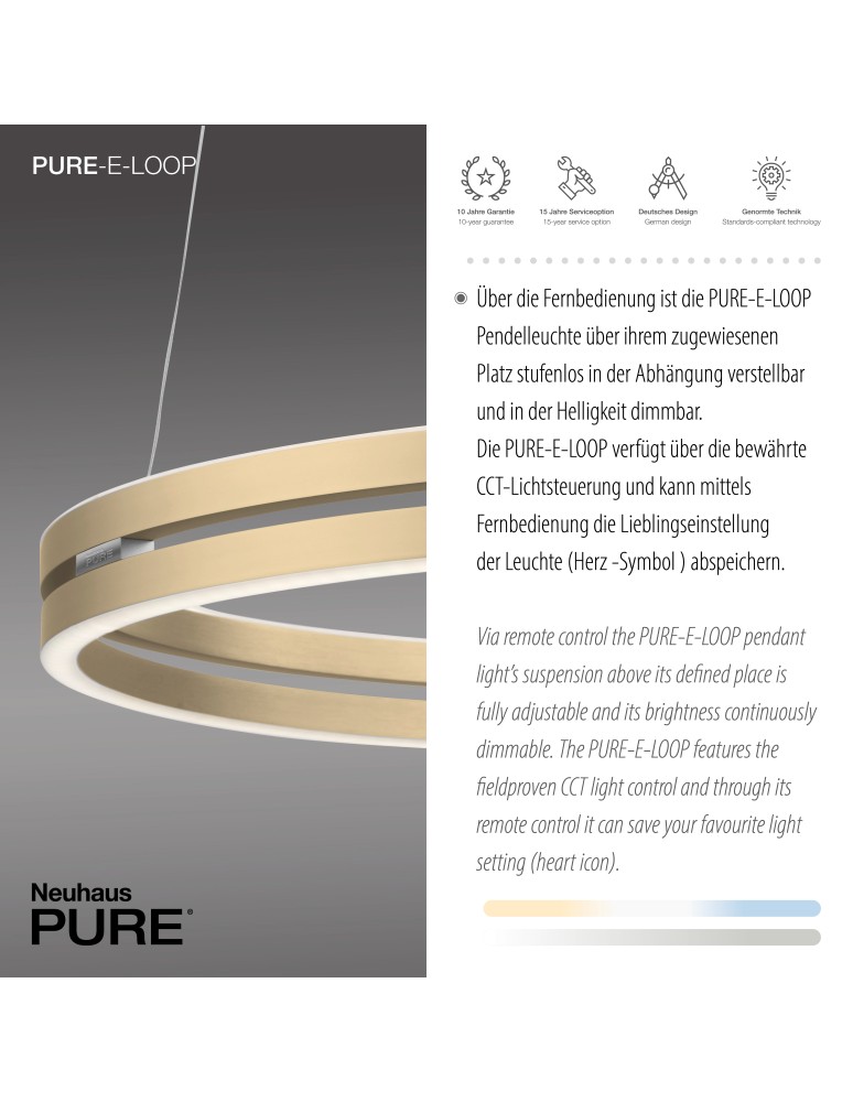 Paul Neuhaus Pure E-Loop Lampa Wisząca Matowy Mosiądz 2551-60