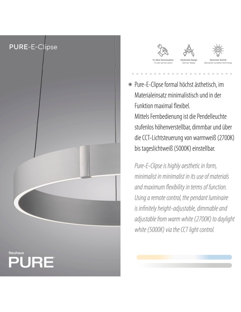 Paul Neuhaus Pure E-Clipse Lampa Wisząca Aluminium 2560-95