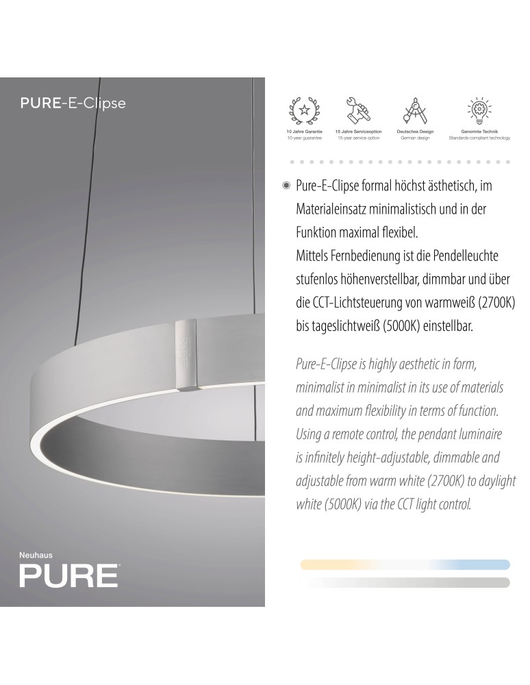 Paul Neuhaus Pure E-Clipse Lampa Wisząca Aluminium 2560-95