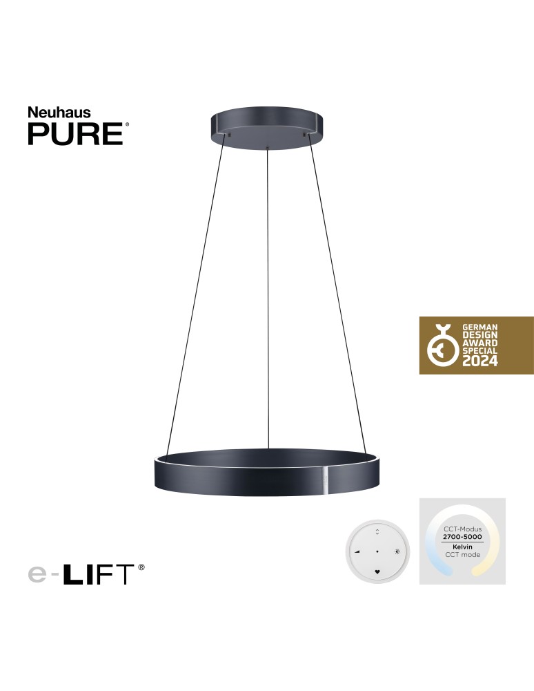 Paul Neuhaus Pure E-Clipse Lampa Wisząca Szary 2561-15