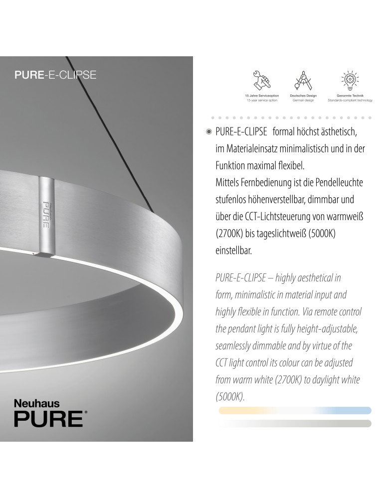 Paul Neuhaus Pure E-Clipse Lampa Wisząca Aluminium 2561-95