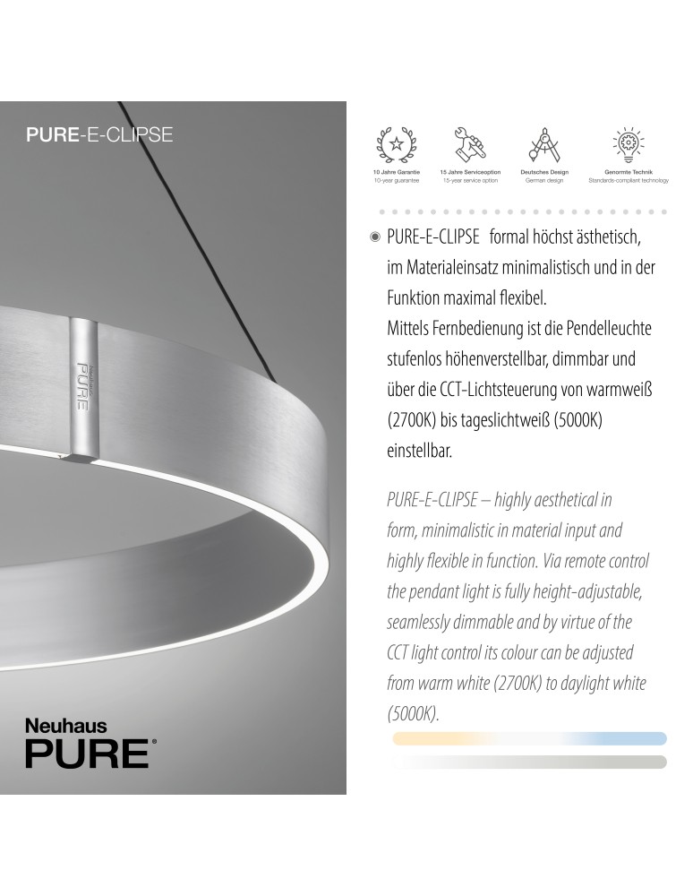 Paul Neuhaus Pure E-Clipse Lampa Wisząca Aluminium 2561-95
