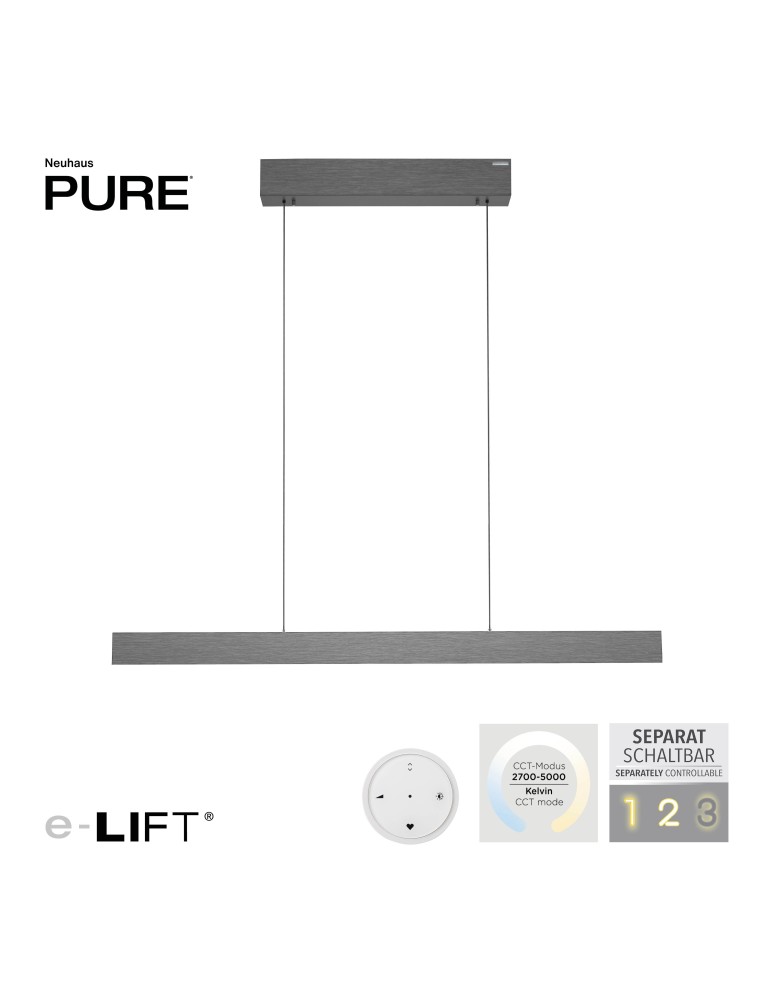 Paul Neuhaus Pure E-Motion Lampa Wisząca Szary 2570-15
