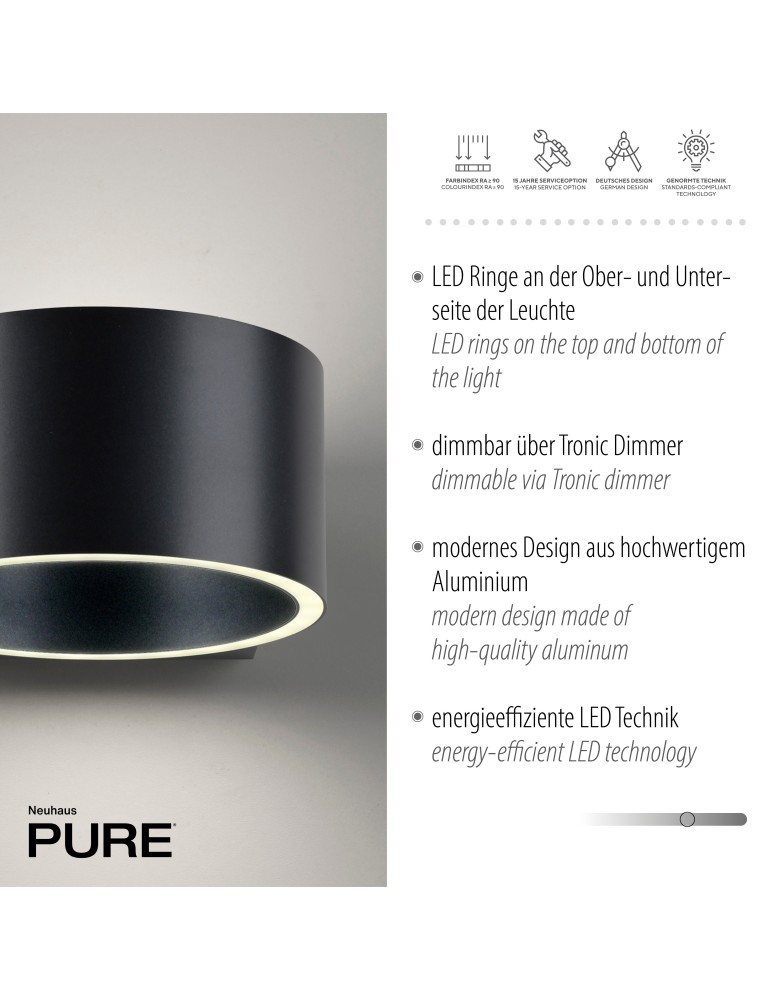 Paul Neuhaus Pure Clipse Kinkiet Szary 8561-15