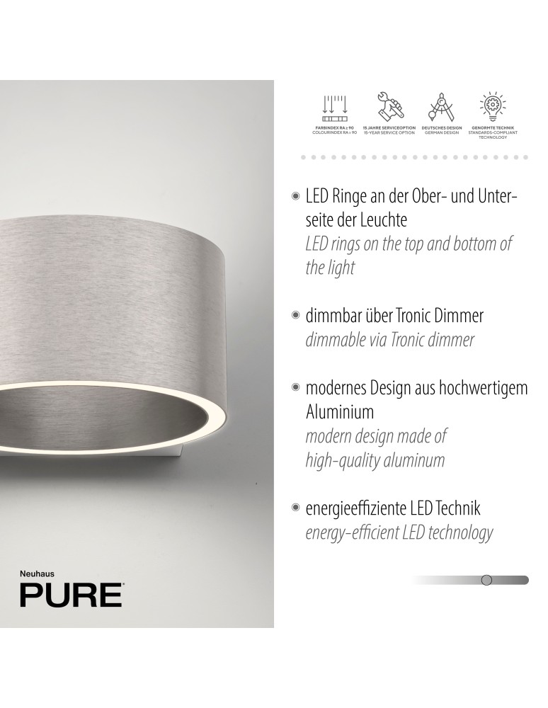 Paul Neuhaus Pure Clipse Kinkiet Aluminium 8561-95