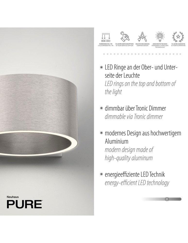 Paul Neuhaus Pure Clipse Kinkiet Aluminium 8561-95