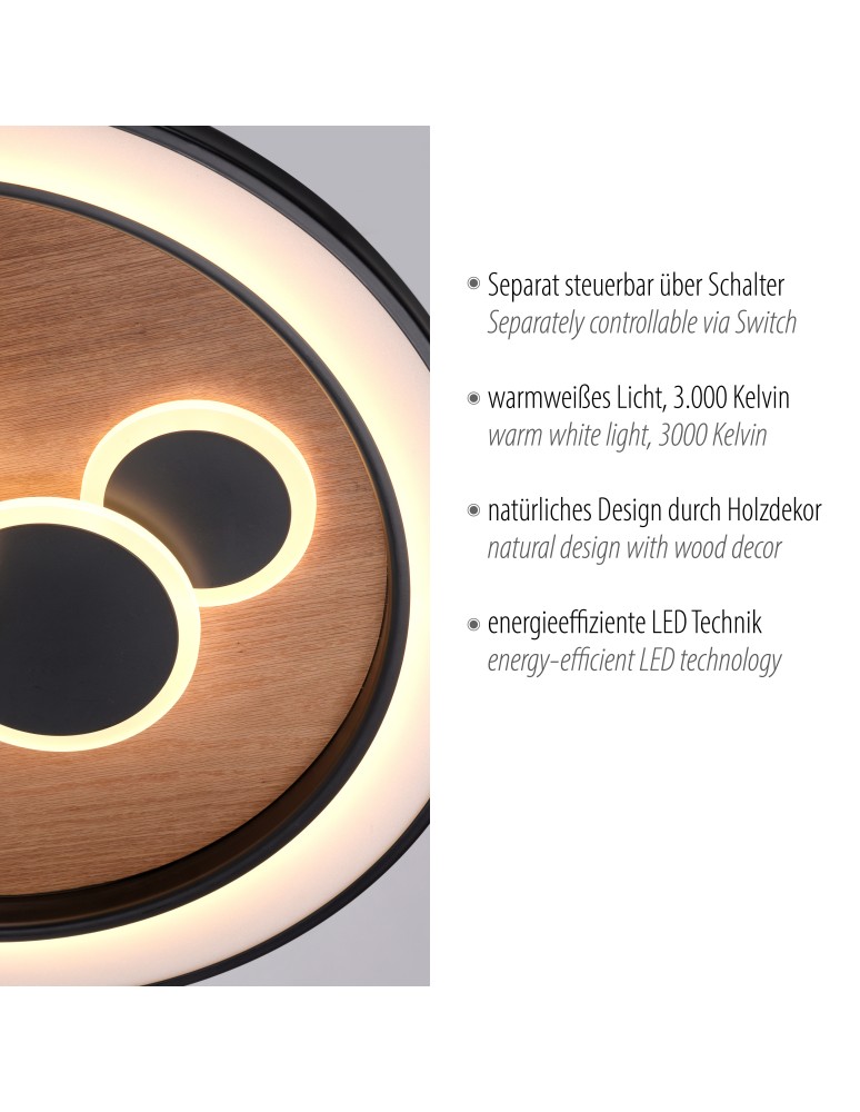 Paul Neuhaus Eliza Lampa Sufitowa Drewno/Czarny 6284-79