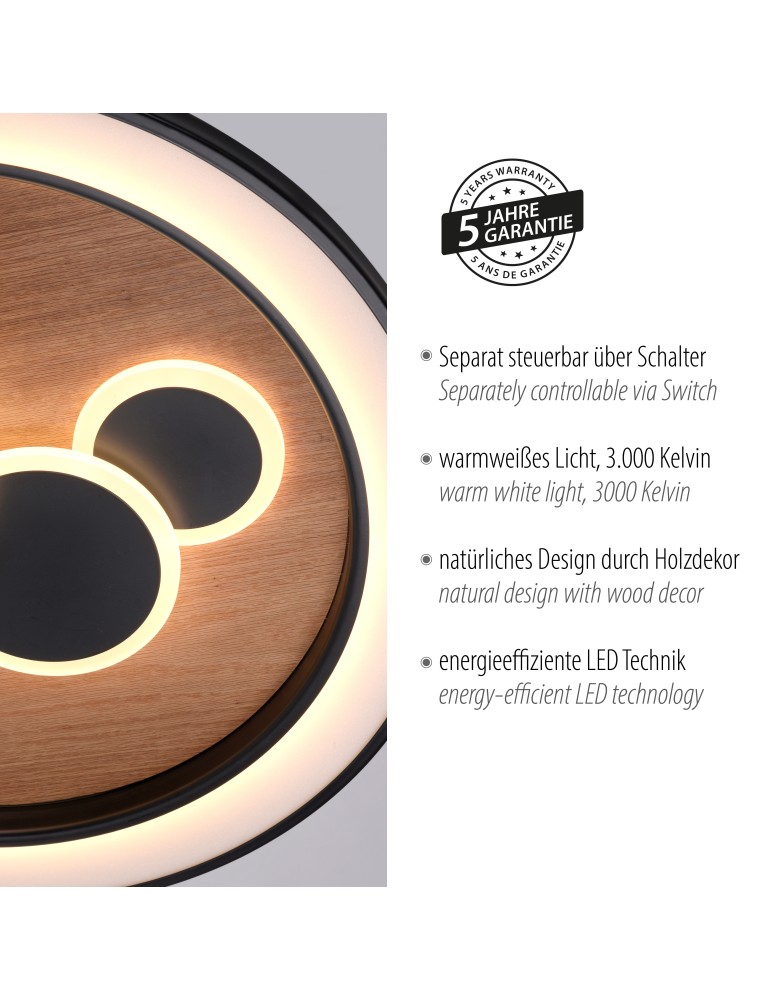 Paul Neuhaus Eliza Lampa Sufitowa Drewno/Czarny 6284-79