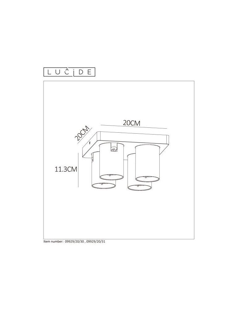 Spotlight ceiling lamps - Lucide NIGEL Ceiling 4xGU10 black 09929/20/30 - product kolory-swiatla.pl 6