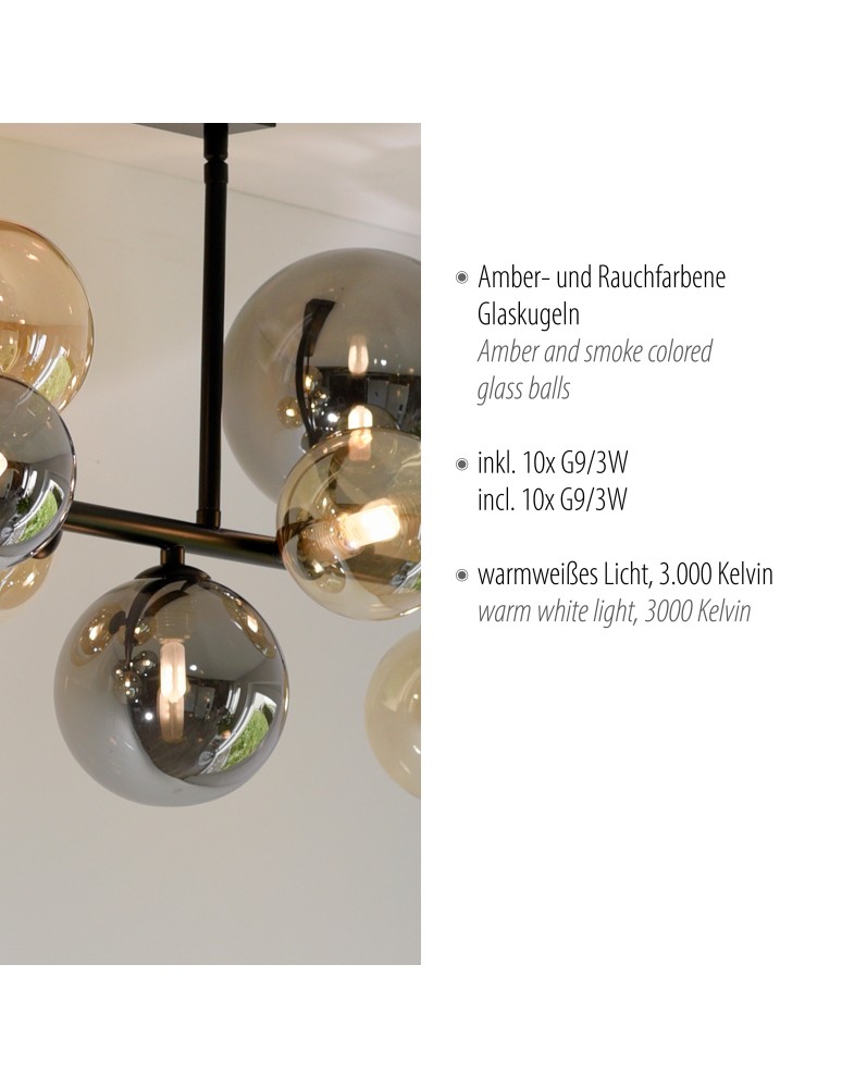Paul Neuhaus Popsicle Lampa Sufitowa Smoky/Bursztyn 6583-18