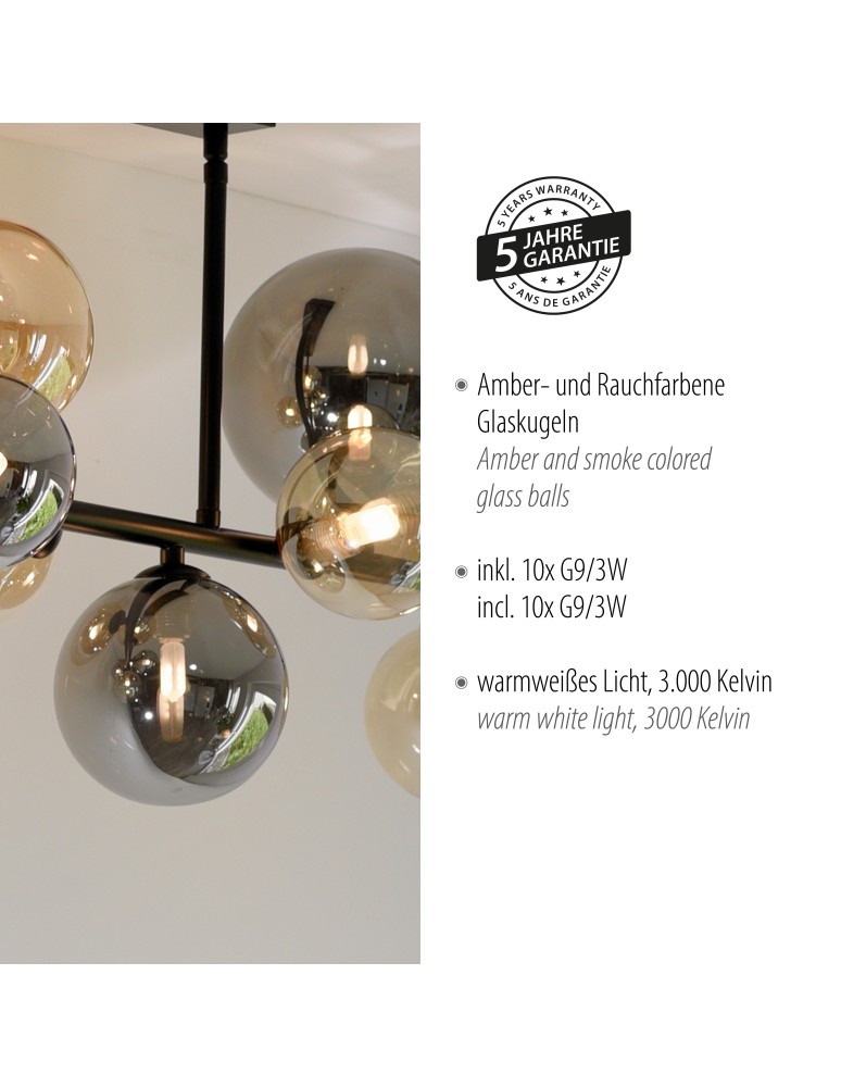 Paul Neuhaus Popsicle Lampa Sufitowa Smoky/Bursztyn 6583-18