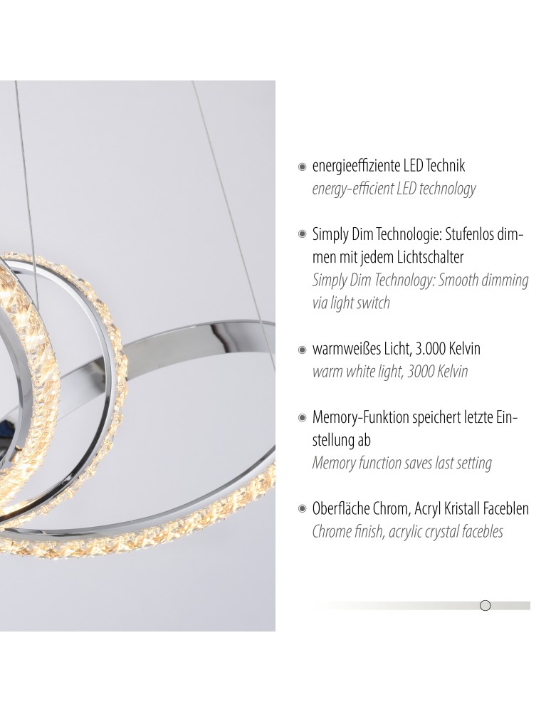Paul Neuhaus Tanja Lampa Wisząca Chrom 8222-17