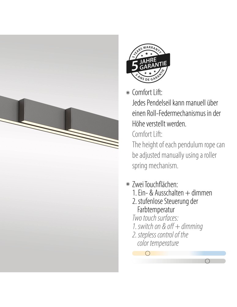 Paul Neuhaus Adriana Comfort Lift Lampa Wisząca Antracyt 2598-13