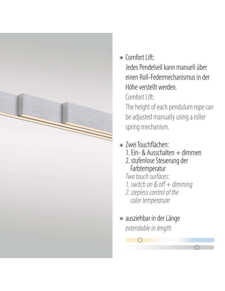Paul Neuhaus Adriana Comfort Lift Lampa Wisząca Srebrny 2598-95
