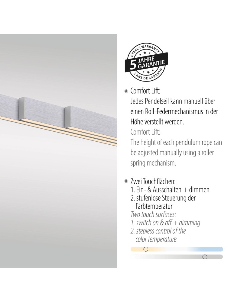 Paul Neuhaus Adriana Comfort Lift Lampa Wisząca Srebrny 2598-95
