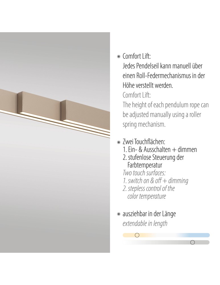 Paul Neuhaus Adriana Comfort Lift Lampa Wisząca Mosiądz 2598-97