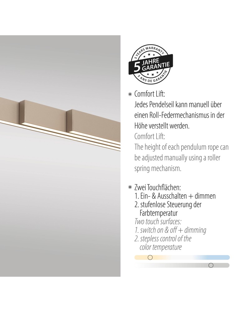 Paul Neuhaus Adriana Comfort Lift Lampa Wisząca Mosiądz 2598-97