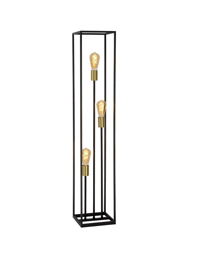 Loft floor lamps - industrial - Lucide RUBEN Floor lamp 3xE27 satin black brass 00724/03/30 - product kolory-swiatla.pl 1