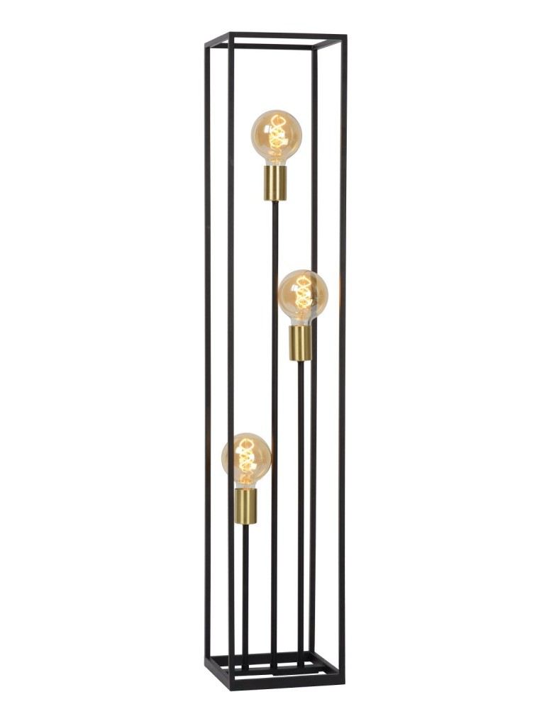 Loft floor lamps - industrial - Lucide RUBEN Floor lamp 3xE27 satin black brass 00724/03/30 - product kolory-swiatla.pl 2